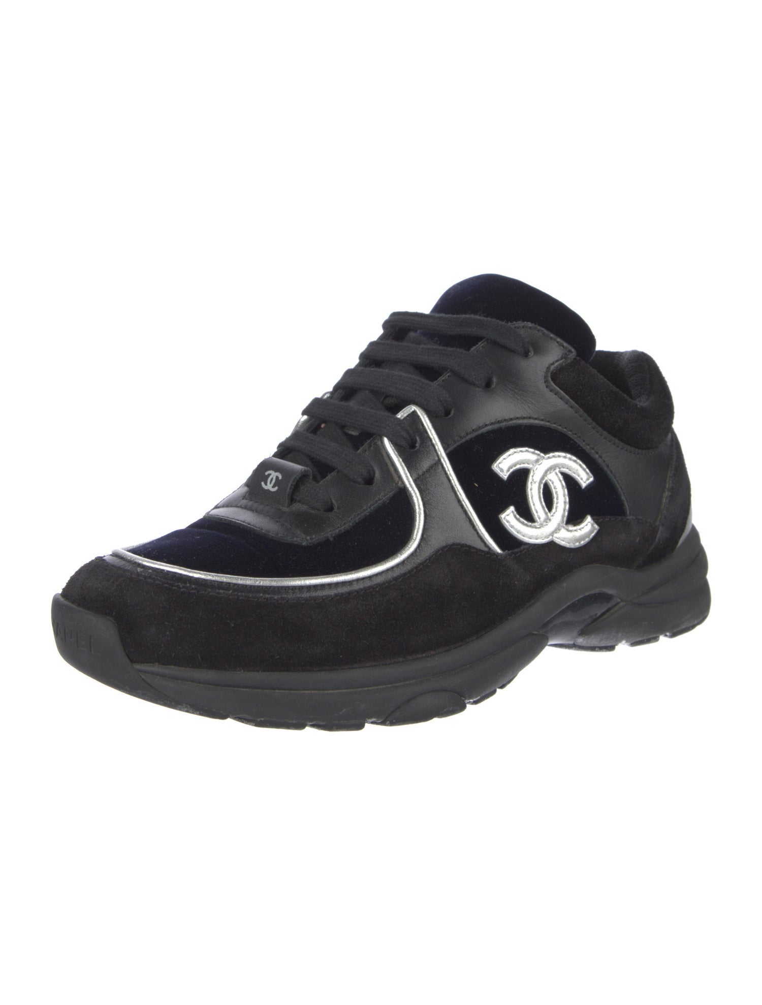 Chanel Interlocking CC Logo Velvet Sneakers
