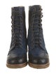 Chanel Interlocking CC Logo Suede Combat Boots