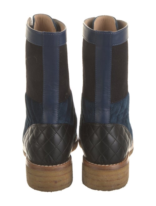 Chanel Interlocking CC Logo Suede Combat Boots