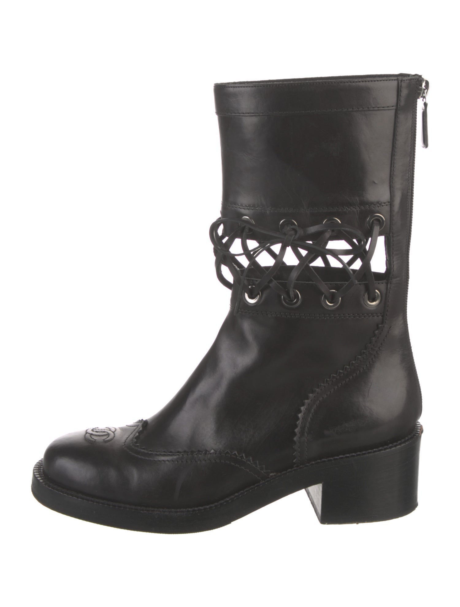 Chanel 2016 Interlocking CC Logo Combat Boots