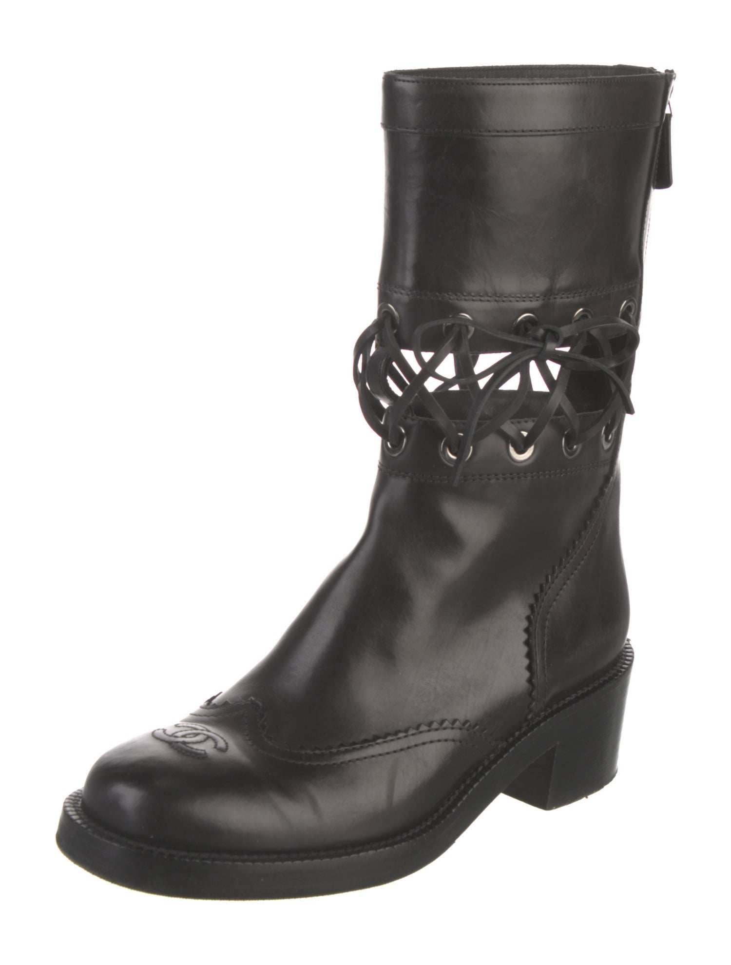 Chanel 2016 Interlocking CC Logo Combat Boots