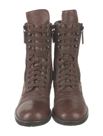 Chanel 2014 Interlocking CC Logo Combat Boots