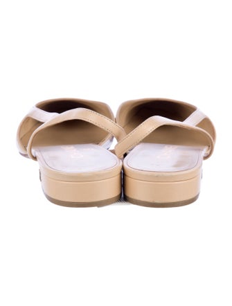 Chanel Interlocking CC Logo Lambskin Slingback Flats