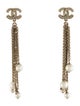 Chanel Faux Pearl CC Chain Drop Earrings