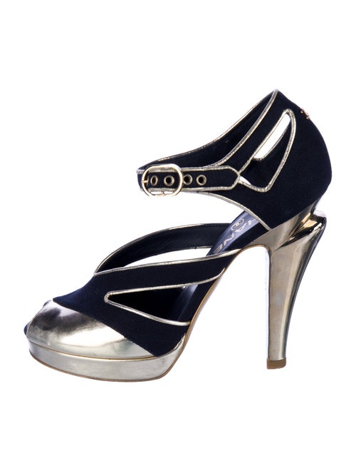 Chanel Interlocking CC Logo Canvas Sandals