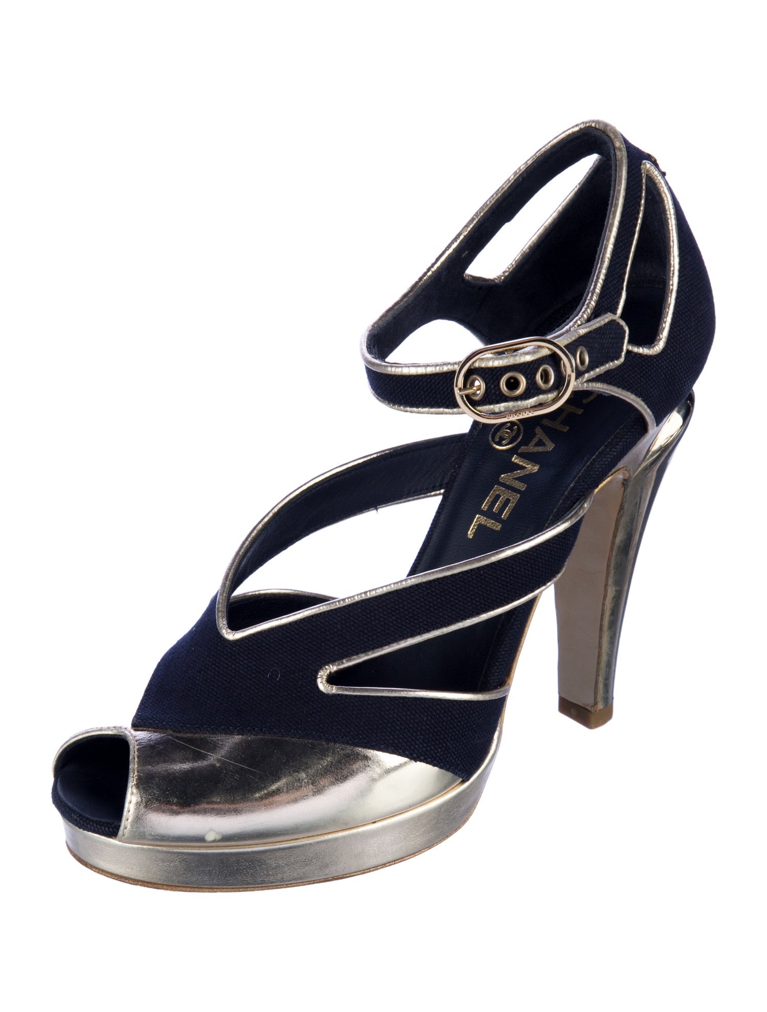 Chanel Interlocking CC Logo Canvas Sandals