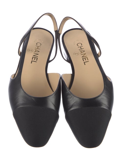 Chanel Interlocking CC Logo Leather Slingback Flats