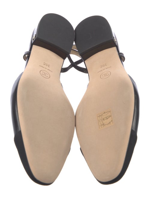 Chanel Interlocking CC Logo Leather Slingback Flats