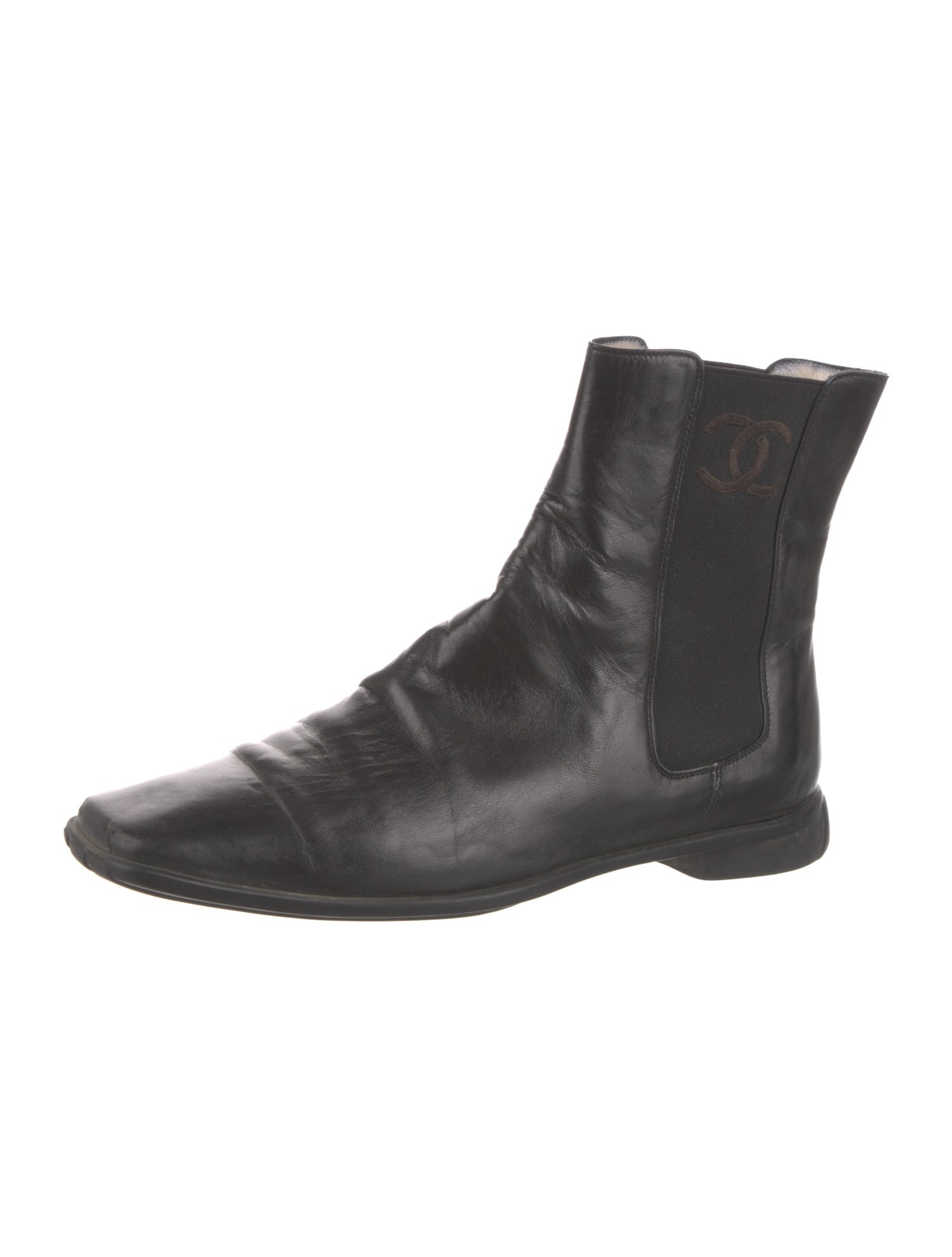 Chanel Vintage Interlocking CC Logo Chelsea Boots