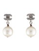 Chanel 2022 Faux Pearl & Strass CC Drop Earrings