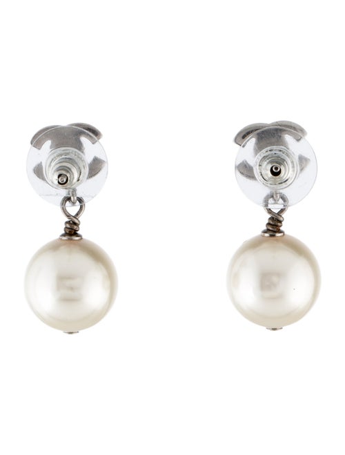 Chanel 2022 Faux Pearl & Strass CC Drop Earrings