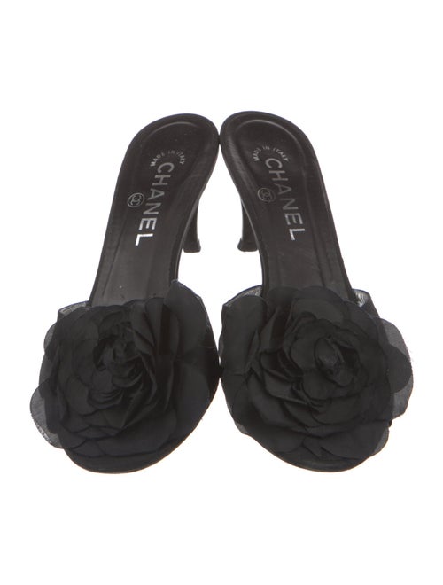 Chanel Interlocking CC Logo Satin Slides