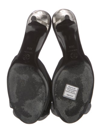 Chanel Interlocking CC Logo Satin Slides