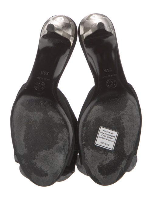 Chanel Interlocking CC Logo Satin Slides