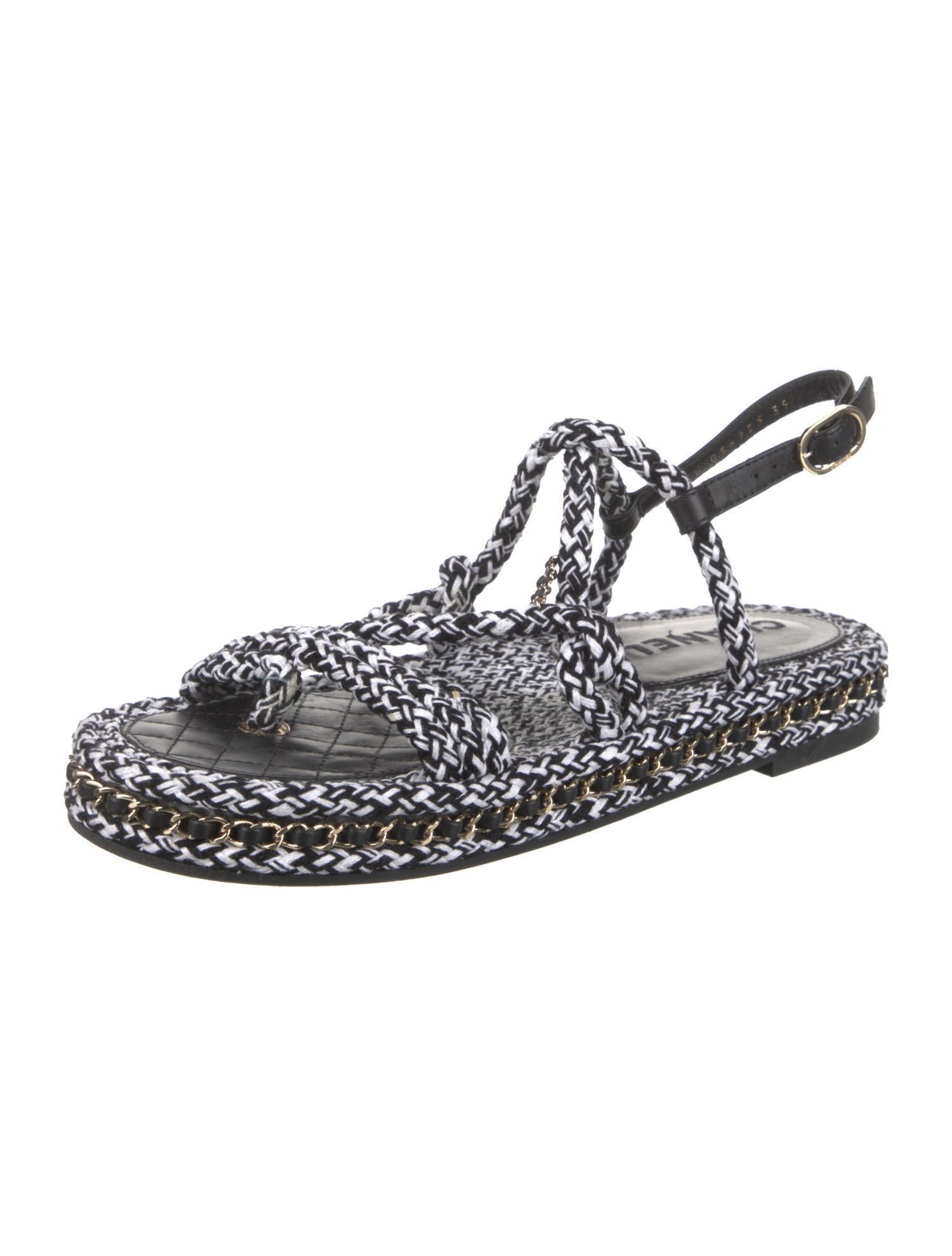 Chanel 2022 Interlocking CC Logo Slingback Sandals