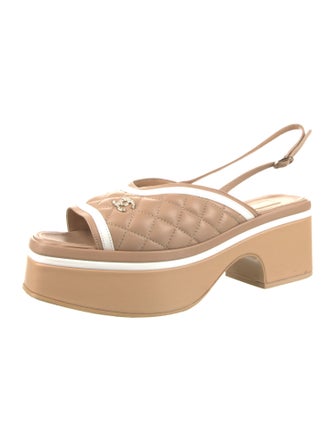 Chanel 2023 Interlocking CC Logo Slingback Sandals