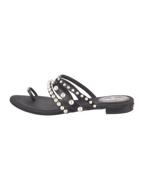 Chanel Interlocking CC Logo Leather Slides