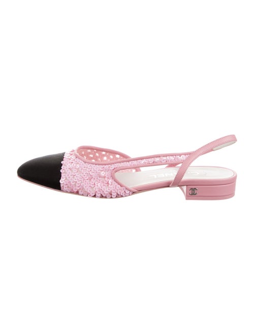 Chanel Interlocking CC Logo Sequins Slingback Flats