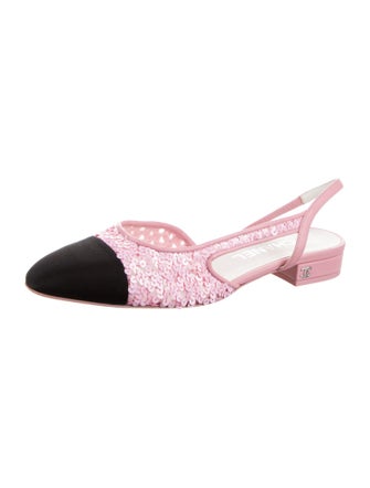 Chanel Interlocking CC Logo Sequins Slingback Flats