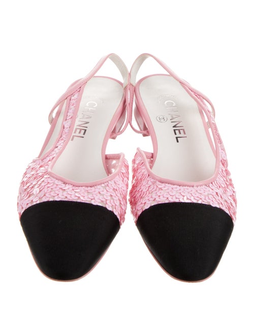 Chanel Interlocking CC Logo Sequins Slingback Flats
