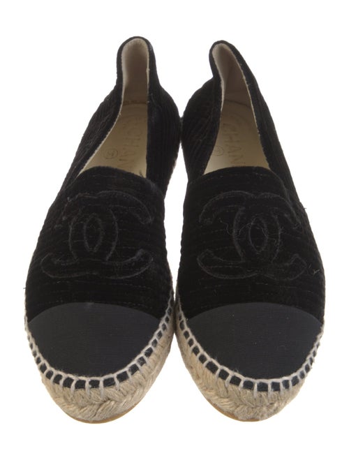 Chanel Interlocking CC Logo Velvet Espadrilles