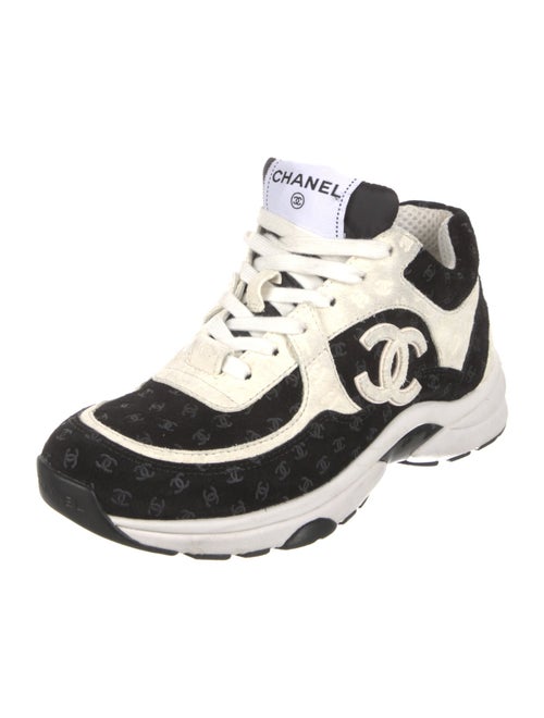 Chanel Interlocking CC Logo Suede Sneakers
