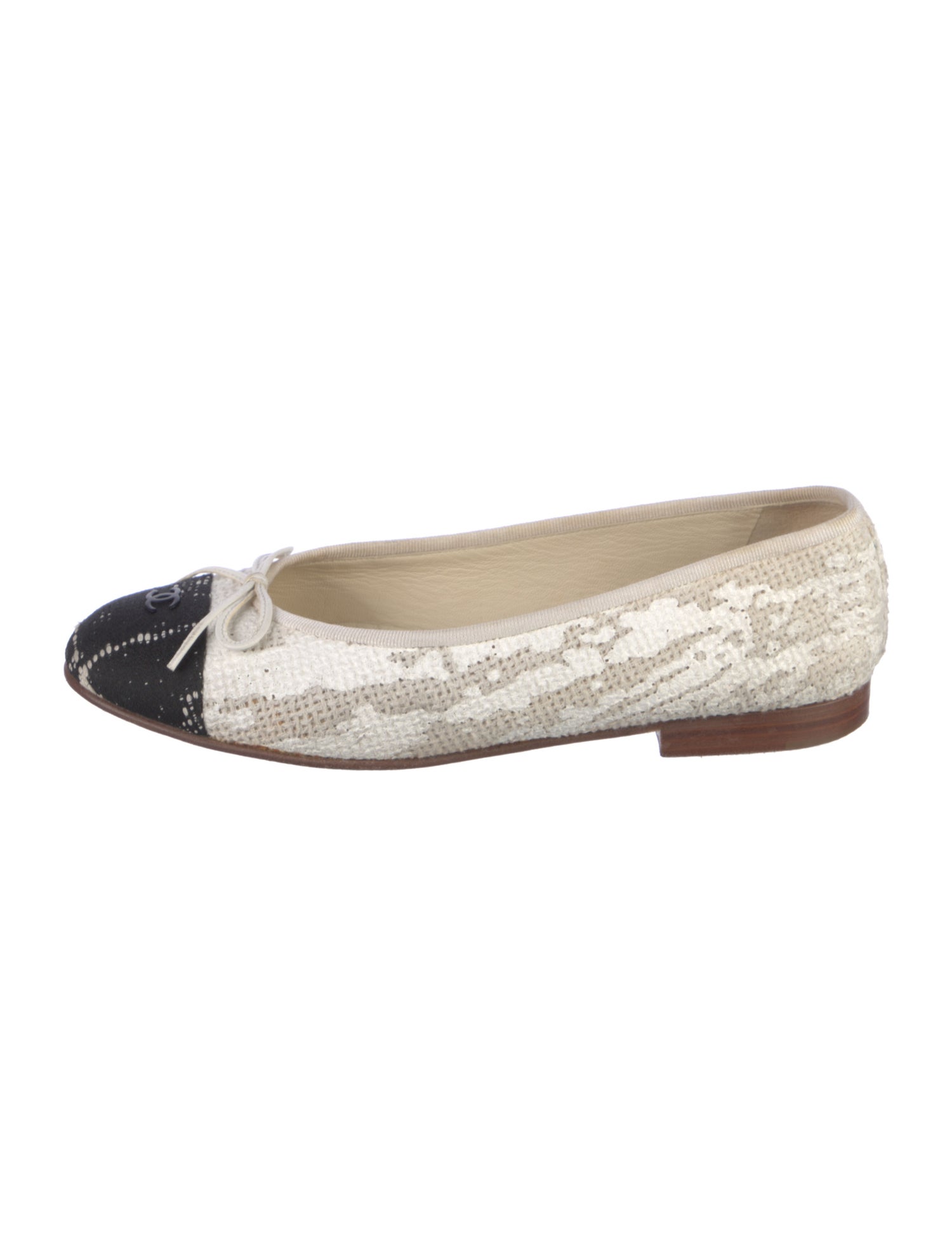 Chanel Interlocking CC Logo Tweed Ballet Flats