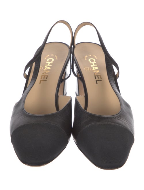 Chanel Interlocking CC Logo Leather Slingback Pumps