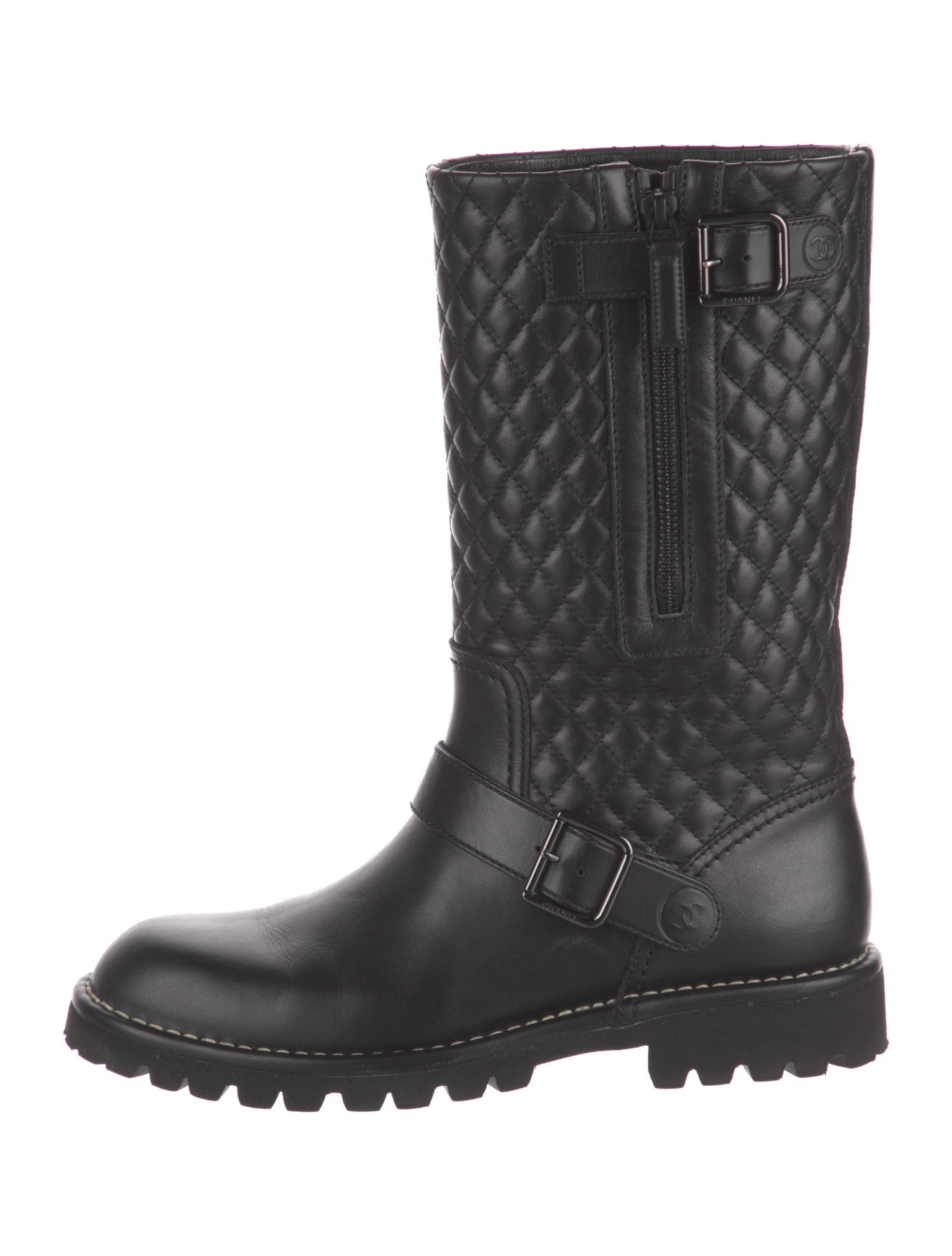 Chanel 2015 Interlocking CC Logo Moto Boots