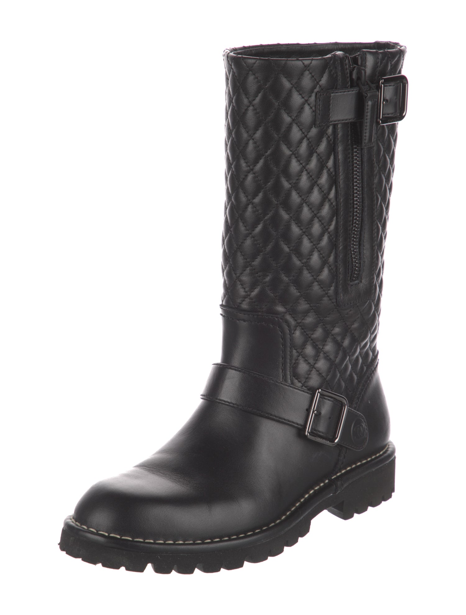 Chanel 2015 Interlocking CC Logo Moto Boots