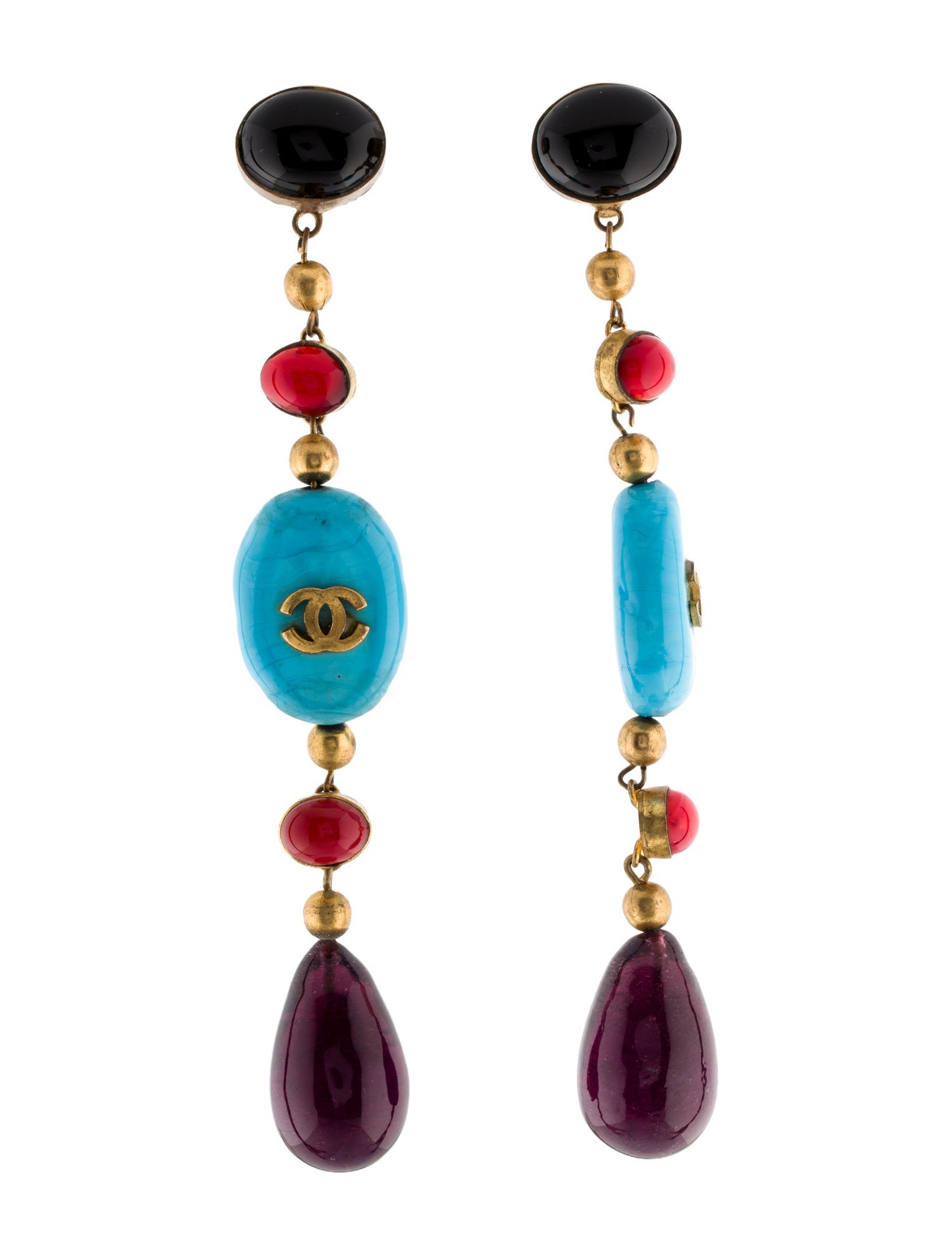 Chanel Vintage Resin CC Drop Clip-On Earrings
