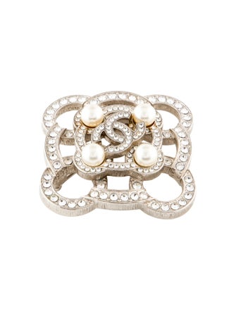Chanel Faux Pearl & Strass CC Brooch