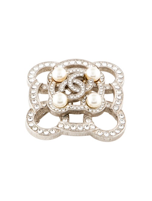 Chanel Faux Pearl & Strass CC Brooch