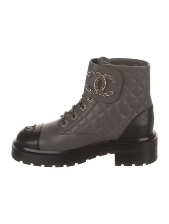 Chanel 2021 Interlocking CC Logo Combat Boots