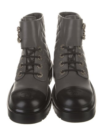 Chanel 2021 Interlocking CC Logo Combat Boots