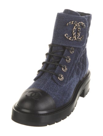 Chanel 2021 Interlocking CC Logo Combat Boots