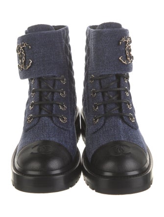 Chanel 2021 Interlocking CC Logo Combat Boots