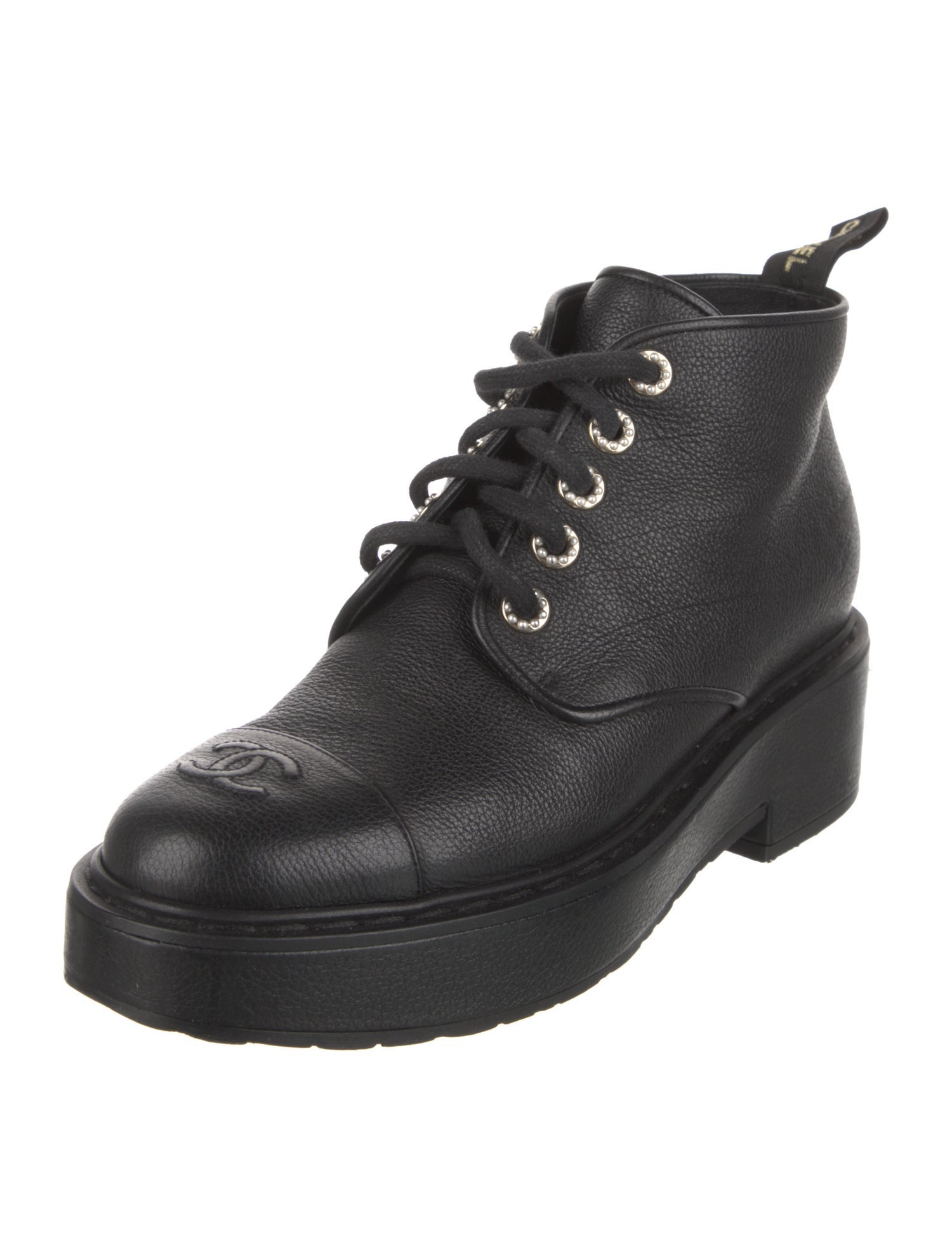 Chanel 2020 Interlocking CC Logo Lace-Up Boots