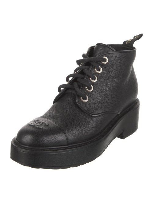 Chanel 2020 Interlocking CC Logo Lace-Up Boots