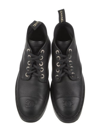 Chanel 2020 Interlocking CC Logo Lace-Up Boots