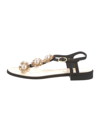 Chanel 2016 Faux Pearl Accents Slingback Sandals