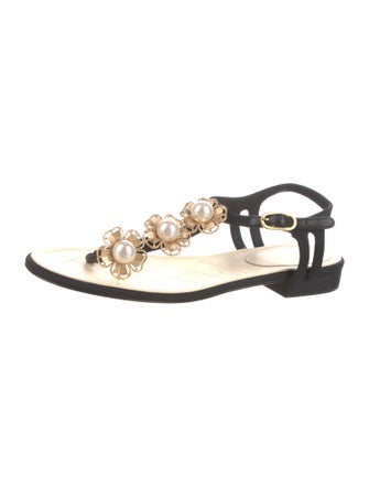 Chanel 2016 Faux Pearl Accents Slingback Sandals
