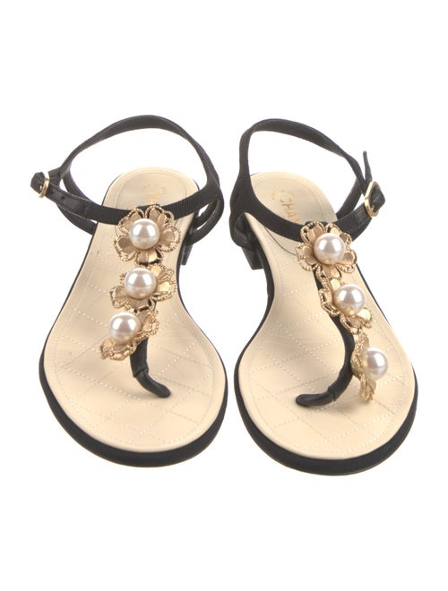 Chanel 2016 Faux Pearl Accents Slingback Sandals