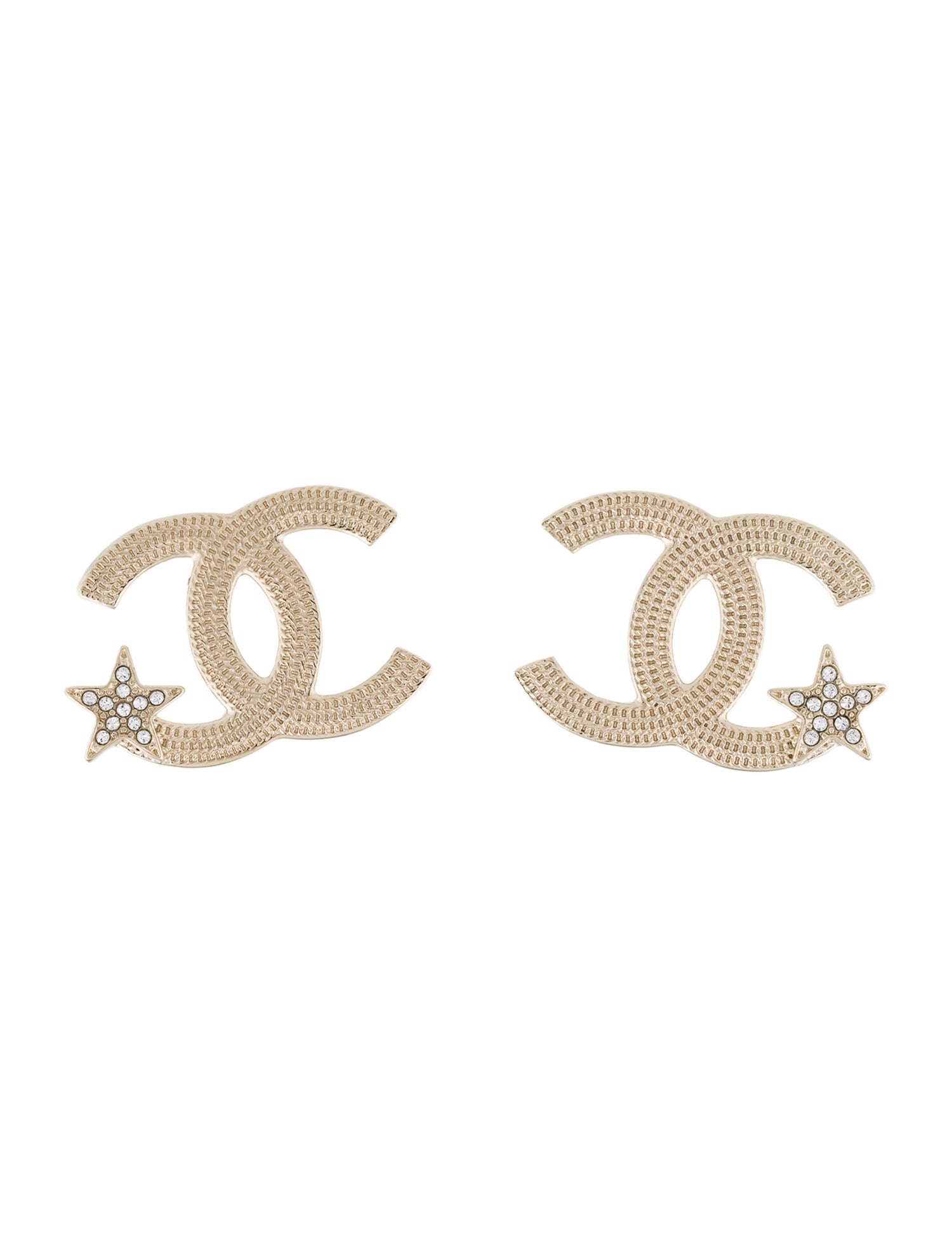 Chanel 2023 Strass Star CC Stud Earrings