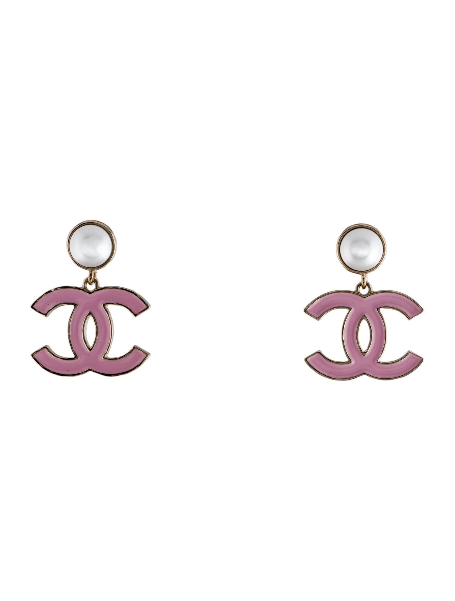 Chanel 2025 Faux Pearl & Enamel CC Drop Earrings