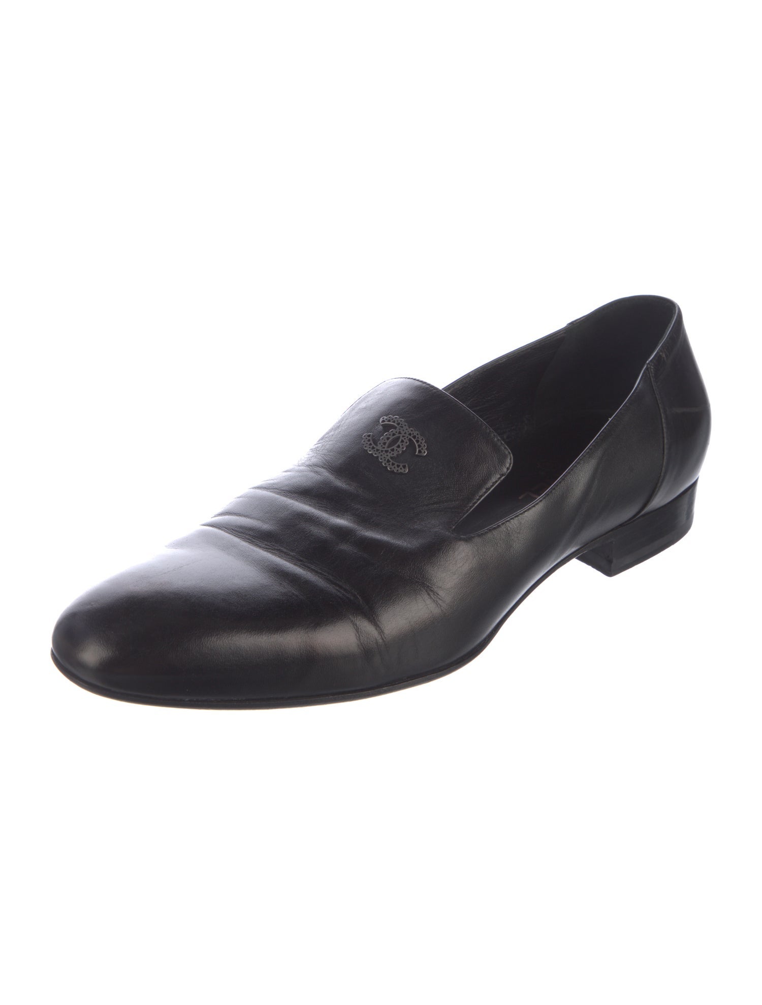 Chanel Interlocking CC Logo Calfskin Dress Loafers