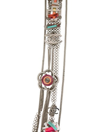 Chanel Strass & Resin CC Multistrand Station Necklace