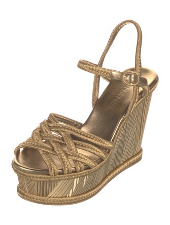 Chanel Interlocking CC Logo Raffia Espadrilles