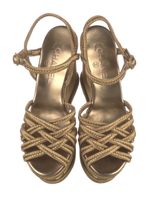 Chanel Interlocking CC Logo Raffia Espadrilles