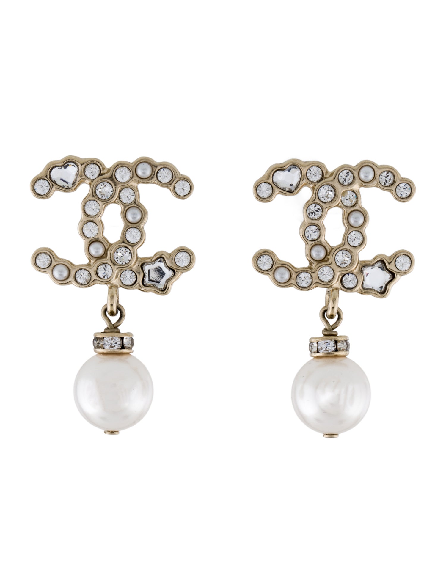 Chanel 2025 Faux Pearl & Strass CC Drop Earrings